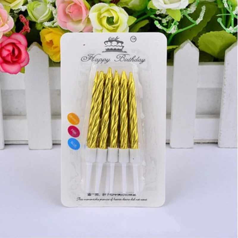 10 шт./компл. цветные свечи для дня рождения с подставкой торта товары вечерние
