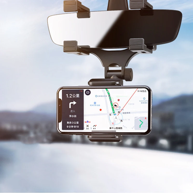 

New Hot Rear-view Mirror Phone Mount for 4.0-6.5inch Phone Adjustable Telescopic Mobile Phone Stands Navigation Bracket