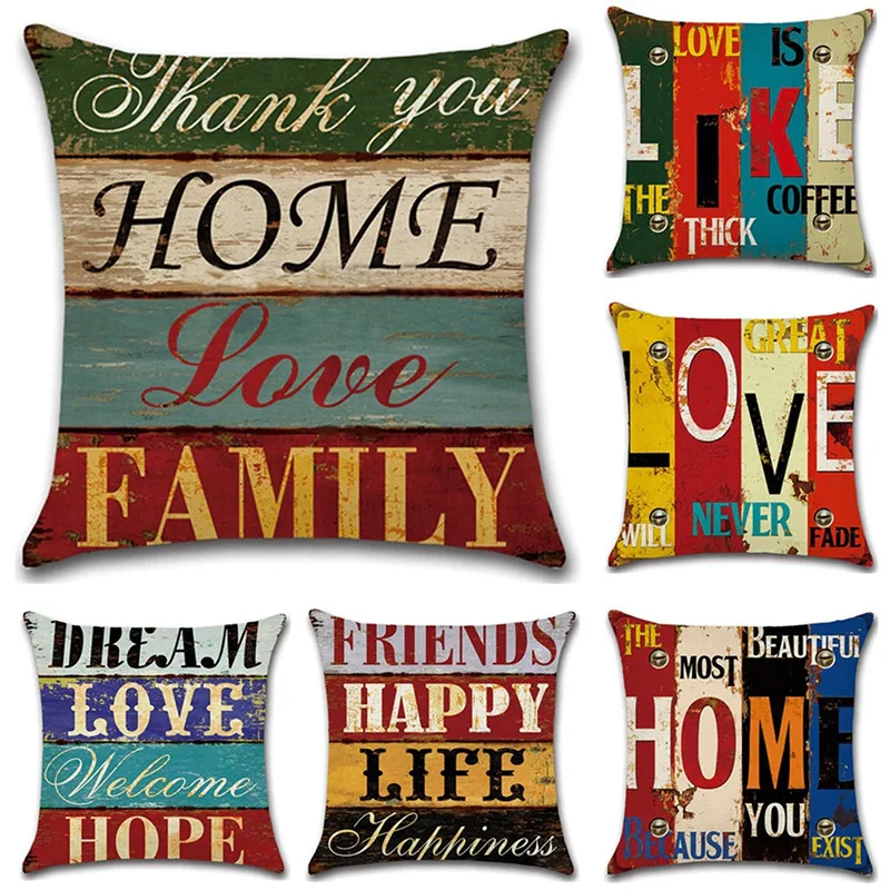 

Pillow cover European British hand-painted Home letter cushion linen car home decoration Pillows Decor Home Linen Pillows Case