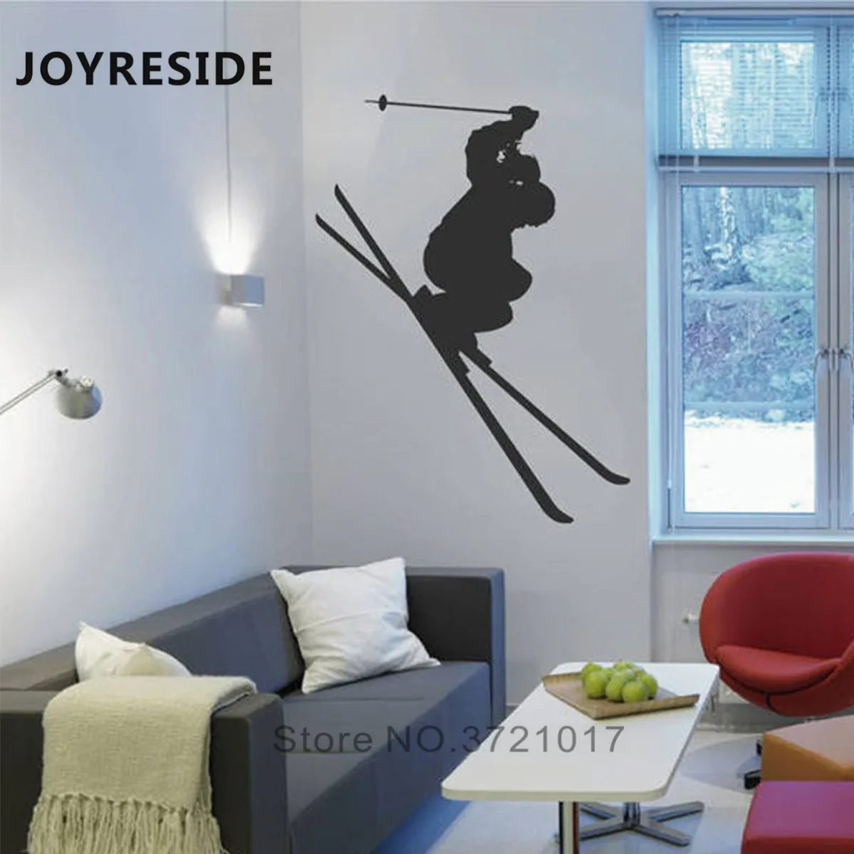 

JOYRESIDE Skier Sport Wall Stickers Home Vinyl Winetr Skiing Wall Decals Extreme Sport Wall Decals Winetr Sports Design WM188