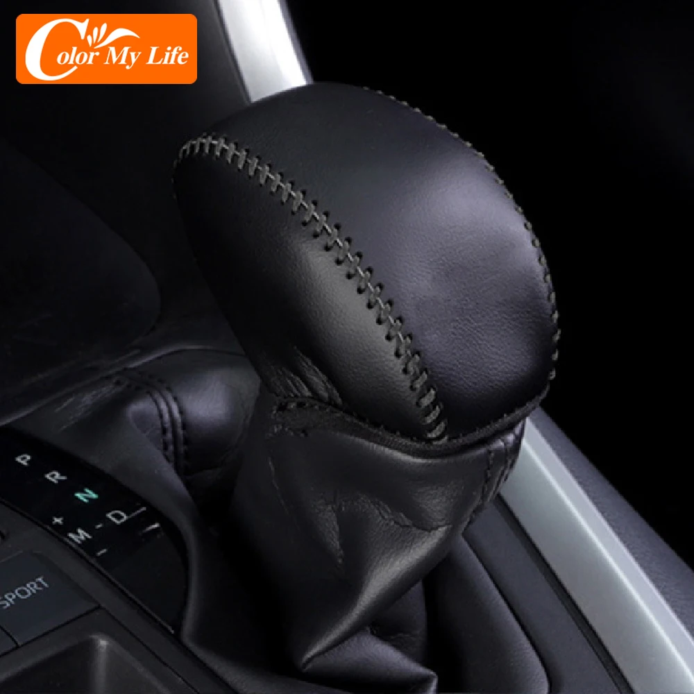 Leather Car Gear Head Shift Knob Cover Gear Shift Collars Fit for Toyota RAV4 RAV 4 XA50 MK5 2019 2020 2021 Accessories