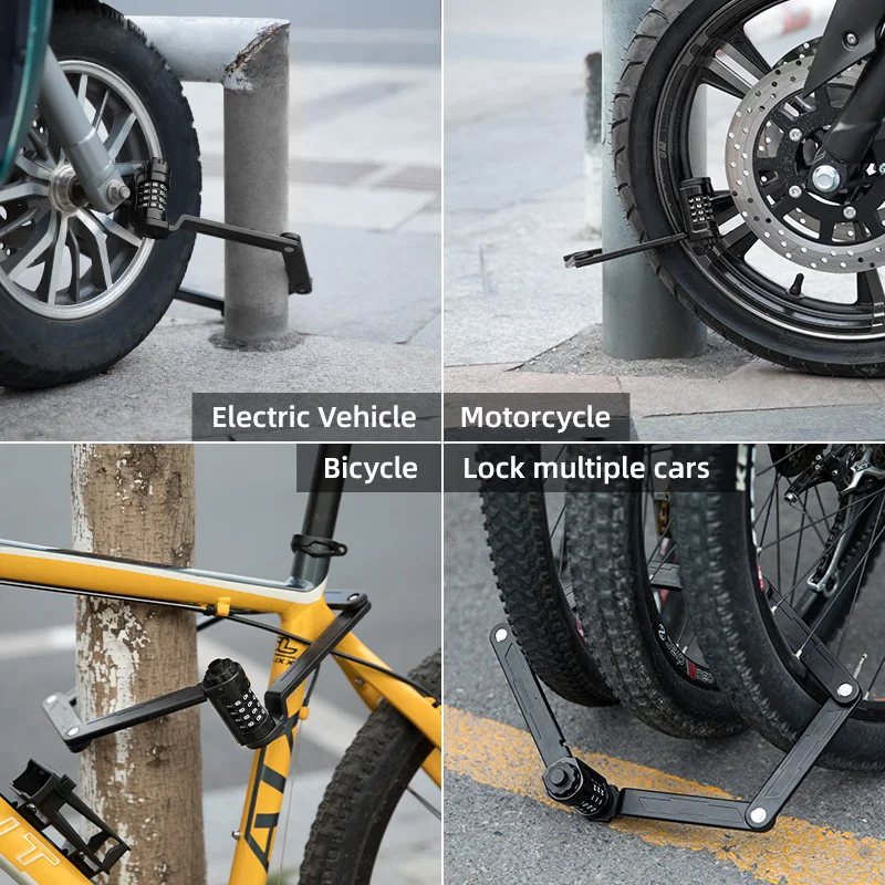 

ROCKBROS Bicycle Lock Electric Bicycle Motorcycle MTB Road Bike Lock Fixed Folding Password Lock Anti-theft Bicycle Accessories
