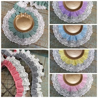 lolita style double layer lattice webbing pleated lace diy childrens clothing doll hat dress collar skirt hem sewing decoration