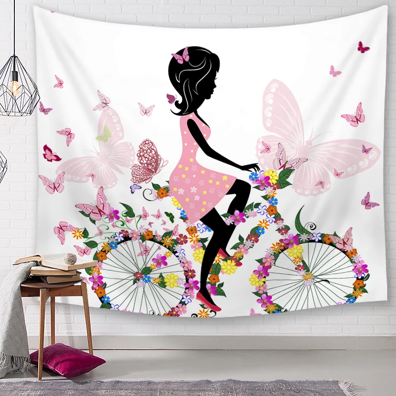 Бабочка девушка шик Мандала в богемном стиле цветочный ковер настенный гобелен