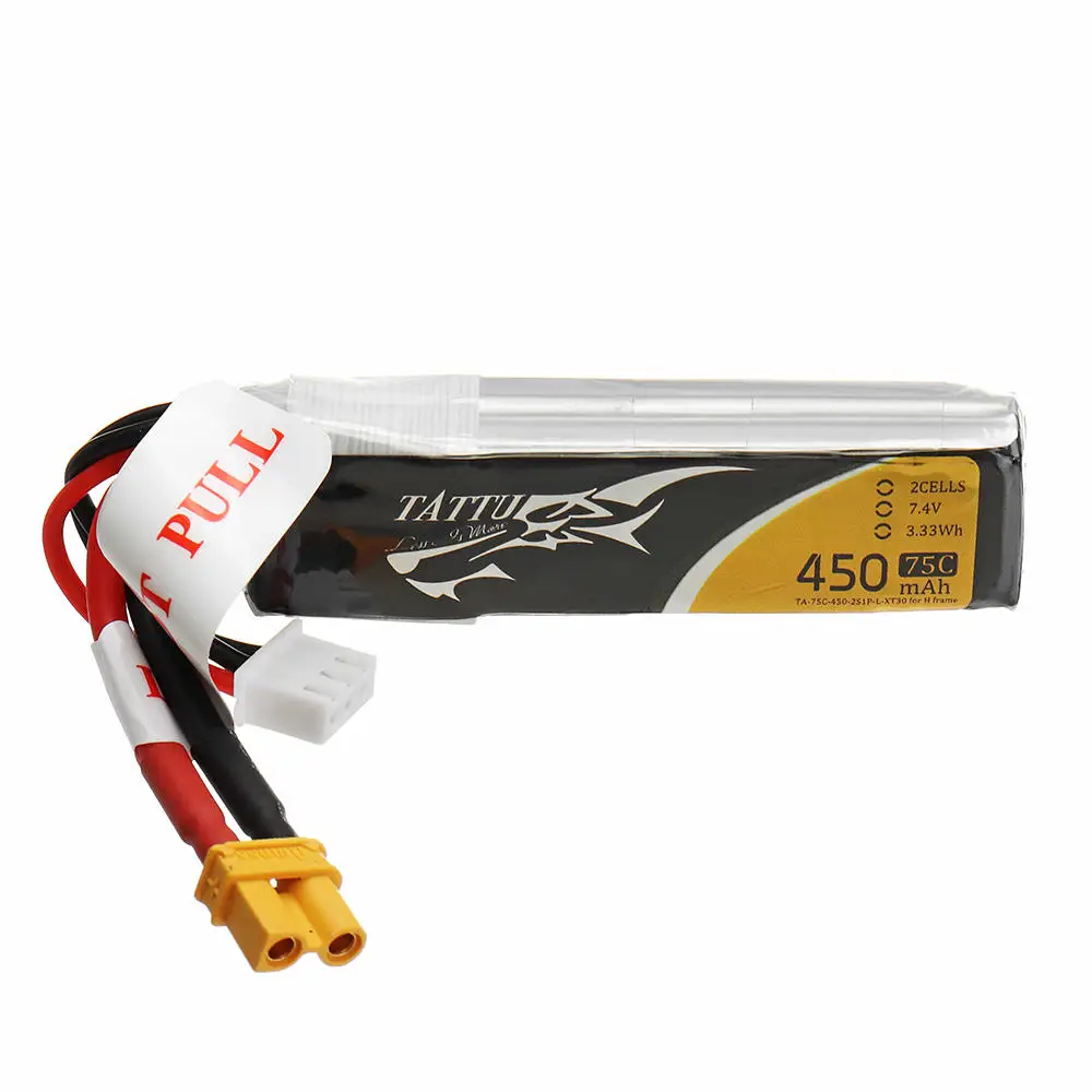 4 шт. ACE Tattu 450mAh 75C 14 8 V 7 4S 2S Lipo батарея XT30 XT60 T Разъем для RC FPV гоночный Дрон|Детали и