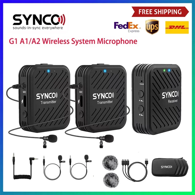 

Цифровой беспроводной петличный микрофон SYNCO G1 G1A1 G1A2, система для интервью с лацканом, комплект приемника для смартфона, ноутбука, DSLR, стола