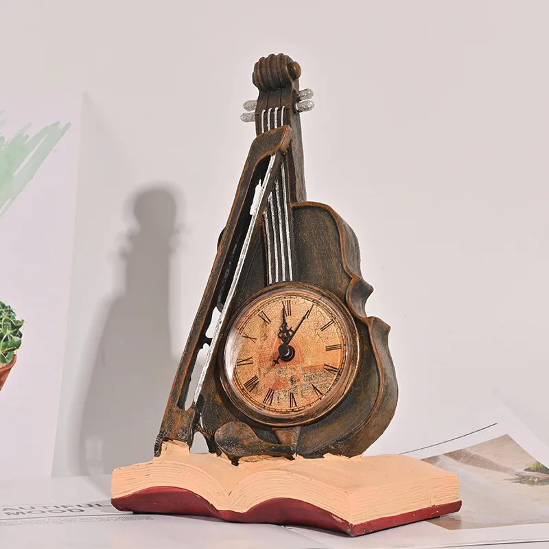 Скандинавские креативные смоляные скрипки и часы аксессуары для гостиной