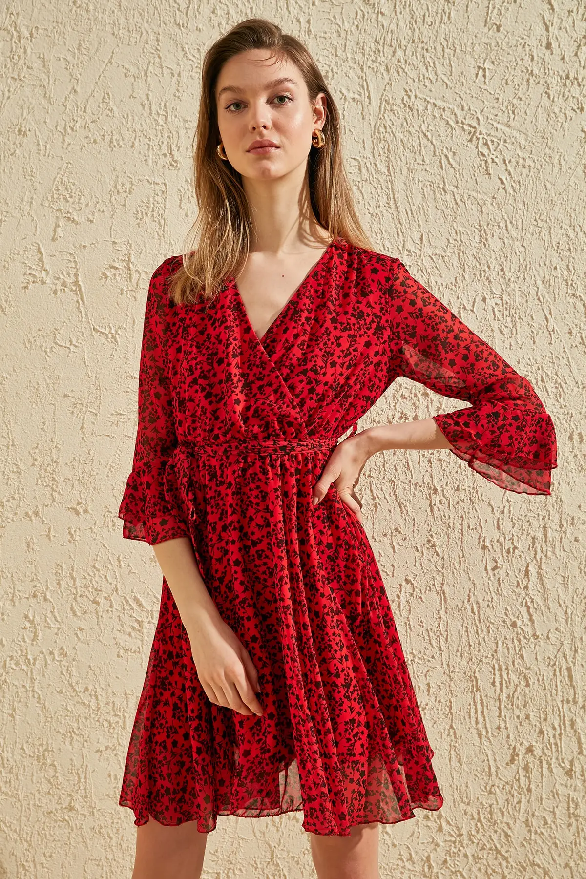 Платье с цветочным принтом и поясом TWOSS19ST0076|Женские платья| |