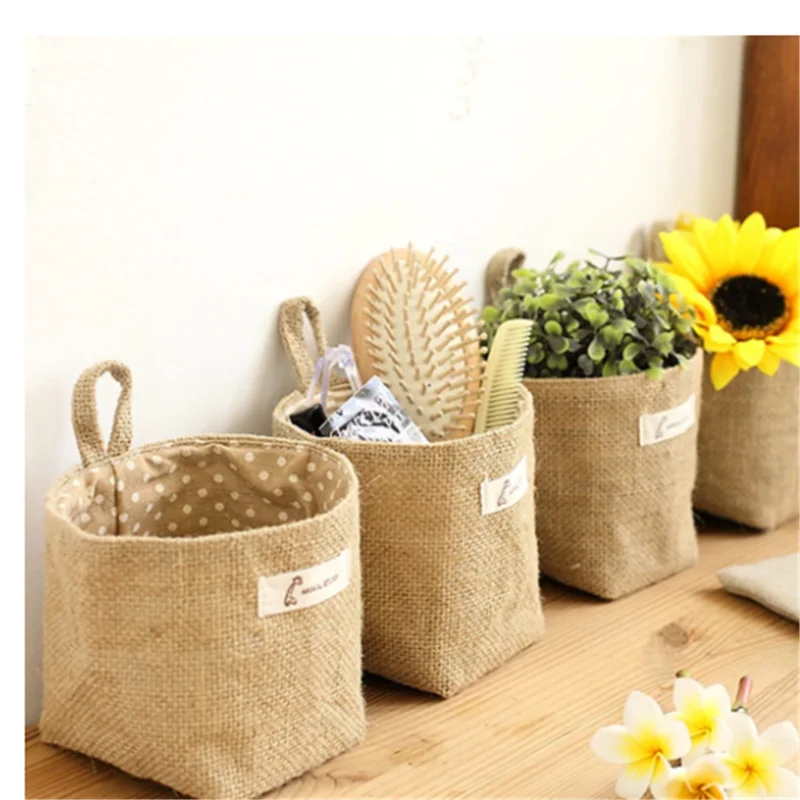

Small Sack Sundries Organizer Cosmetic Organizer Cotton Linen Storage Bag Hanging Pocket Storage Basket Home Decor Ornaments