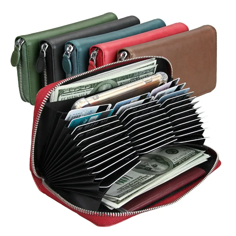 

Fashion FRID Blocking Women Card Holder Large Capacity Long Zipper Wallet Purse Credit Card Case