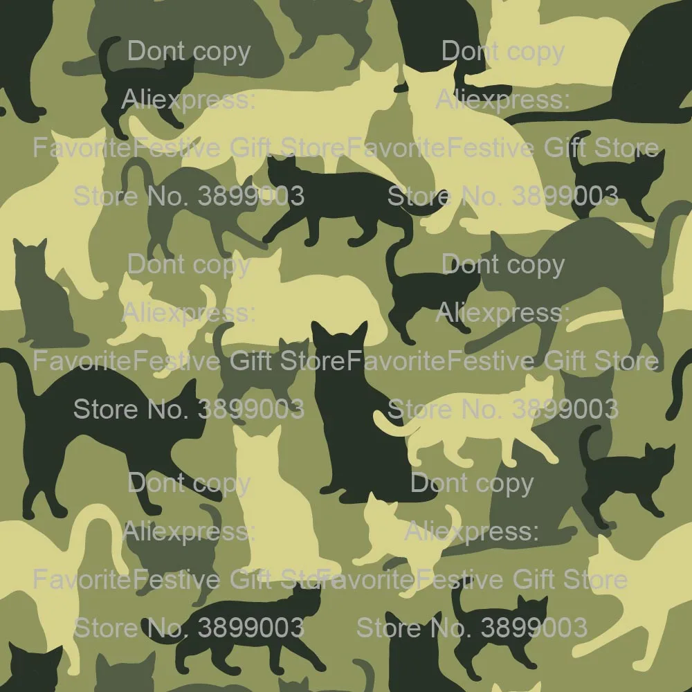 Ткань в виде кошки армейская зеленая хлопчатобумажная ткань с принтом кошек для