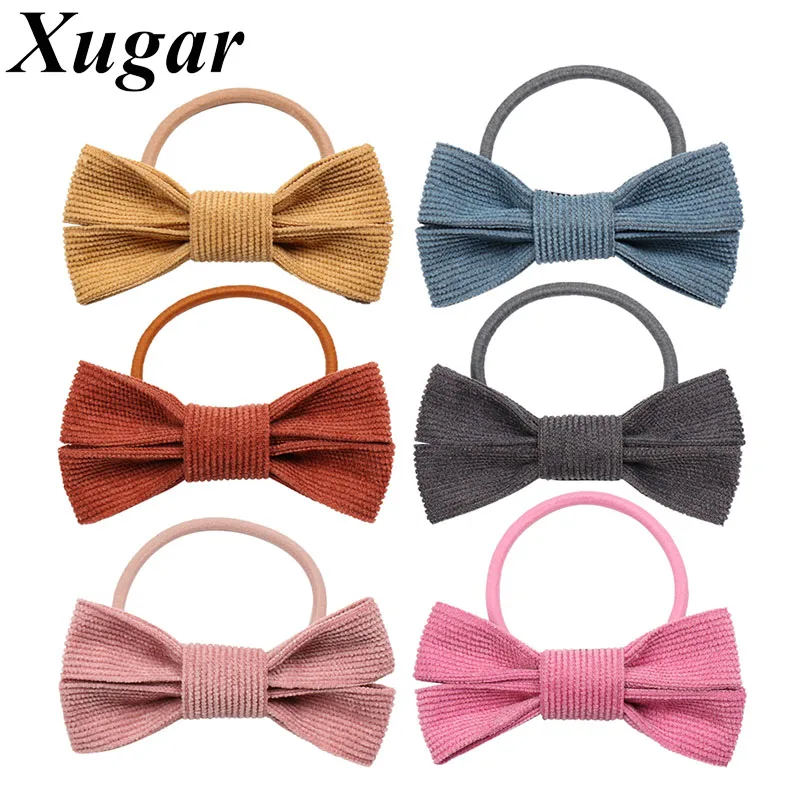 2 шт./лот милые однотонные вельветовые Детские резинки для волос девочек