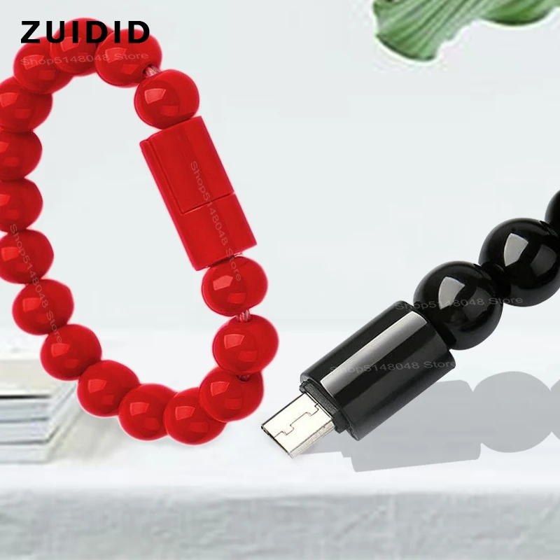 

Micro USB Bead Bracelet Cable Smart Phone Charging Type-C Cord Portable For iPhone 12 Pro Max Huawei P40 Xiaomi 11 Samsung S21
