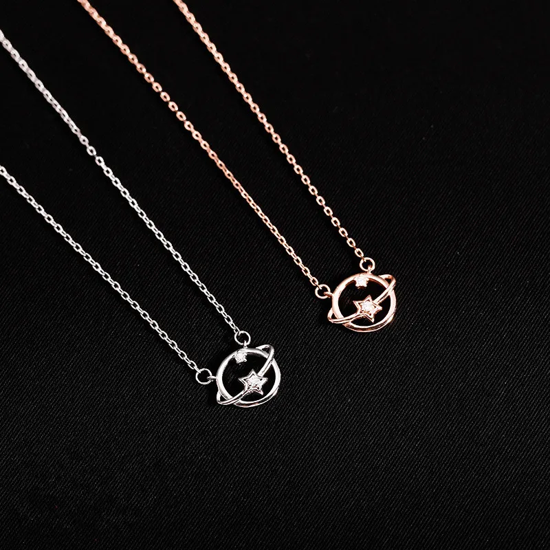 

925 стерлингового серебра талисман-Планета ключицы цепь кулон ожерелье для женщин и девочек вечерние ювелирные изделия колье dz212