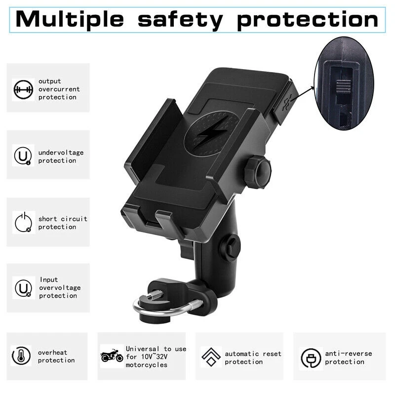 

Motorcycle Wireless Charging Charger Mobile Phone Bracket Holder Waterproof 32V