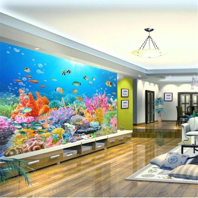 Пользовательские обои 3d подводный коралловый риф фон для телевизора гостиной
