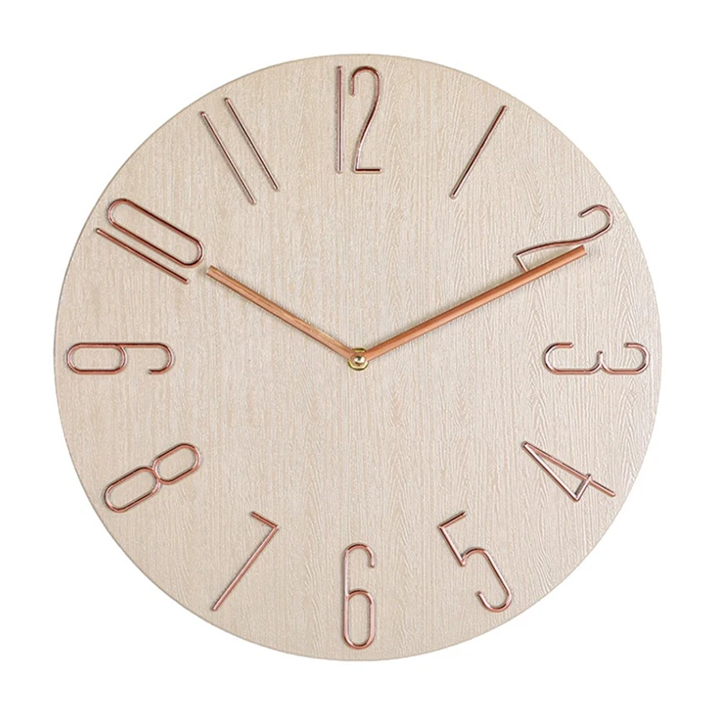 

2Pcs Simple Wall Clock 12 Inch Living Room Home Wall Clock Clock Watch Fashion Bedroom Wall Clock-Beige & White