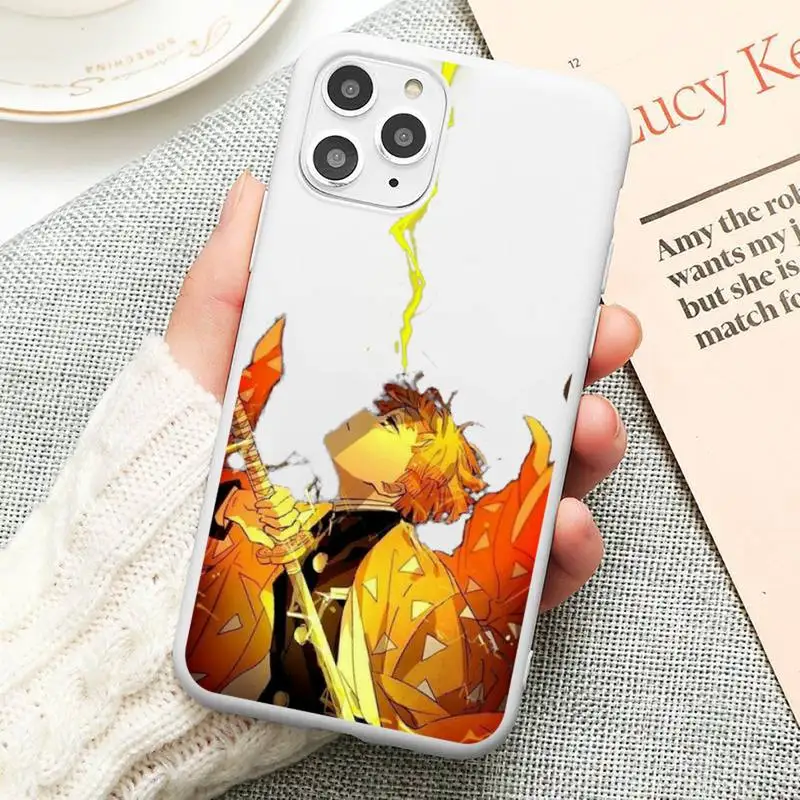 

Anime Demon Slayer Comics Phone Case Candy Color for iPhone 11 12 mini pro XS MAX 8 7 6 6S Plus X 5S SE 2020 XR cover funda