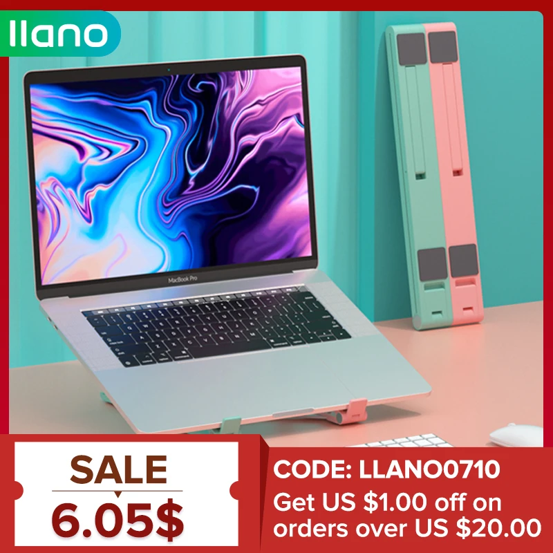 LLANO Портативный розовый подставка для ноутбука Складная 8 регулируемый держатель