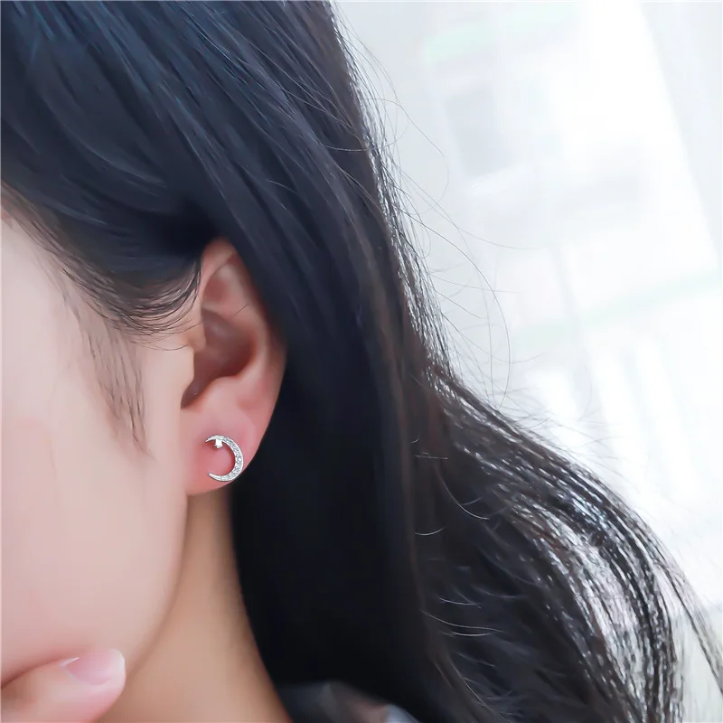 

Sterling Silver 925 Stud Earrings for Women Moon Earrings 925 Sterling Silver Korean Silver Earrings