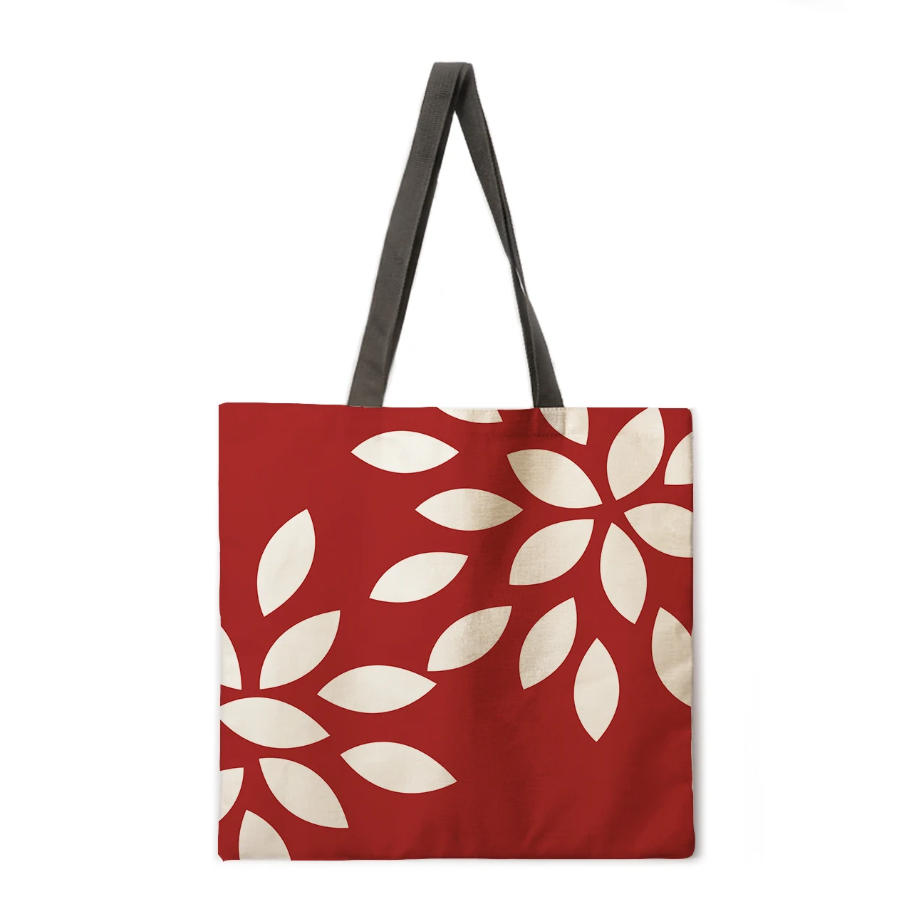 

Red geometric print handbag ladies linen bag shoulder bag outdoor leisure handbag foldable shopping bag handbag