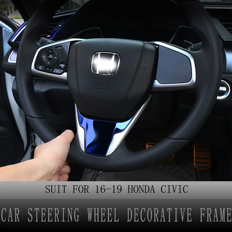 

Car Steering Wheel Covers for Honda Civic 2016-2019 10th Gen Steering Wheel Decorative Frame Trim Car Interior Accessories