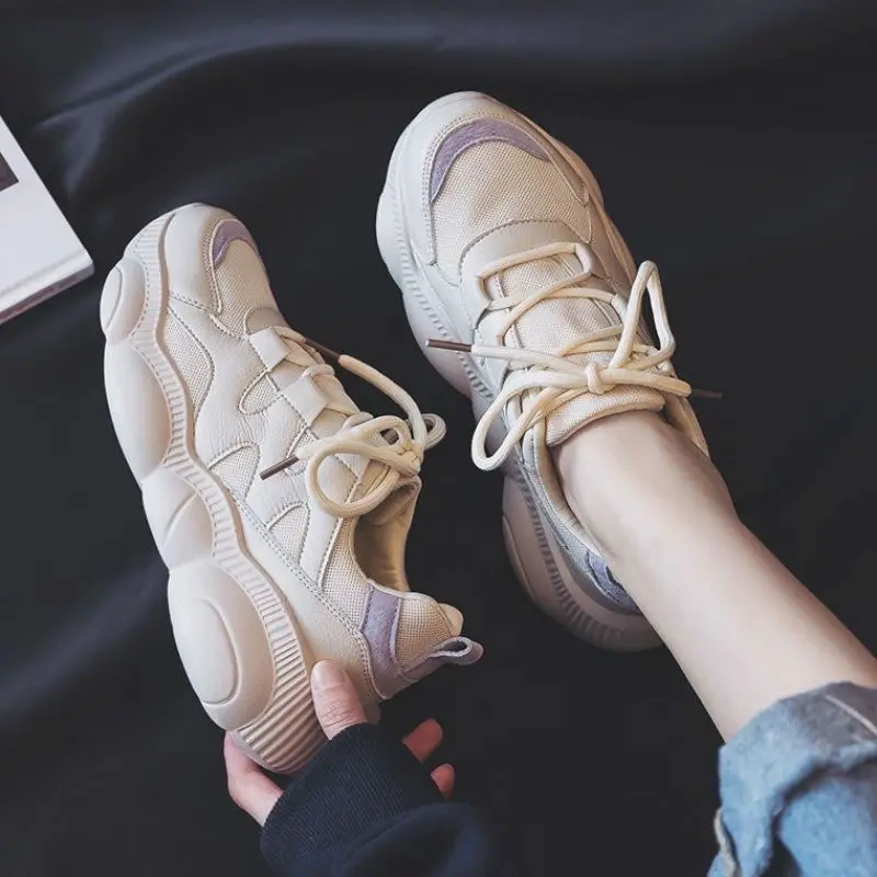 

Chunky Sneakers Shoes Breathable Height-increasing Basket Female Jogging Trainers Outdoor Thick Bottom Platforms Tenis Feminino