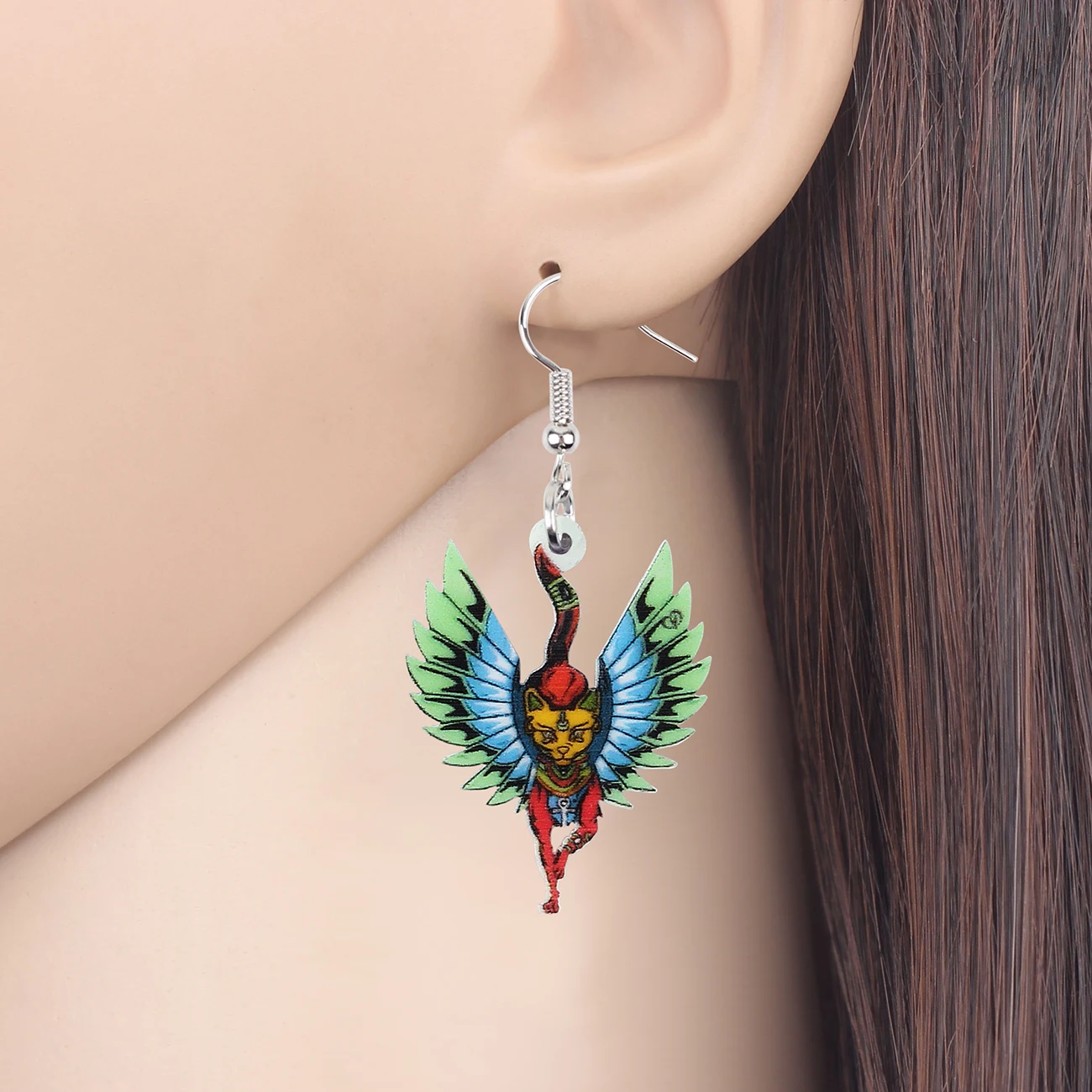 Bonsny акриловые аниме Хэллоуин Летающий котика дьявола серьги-подвески в форме