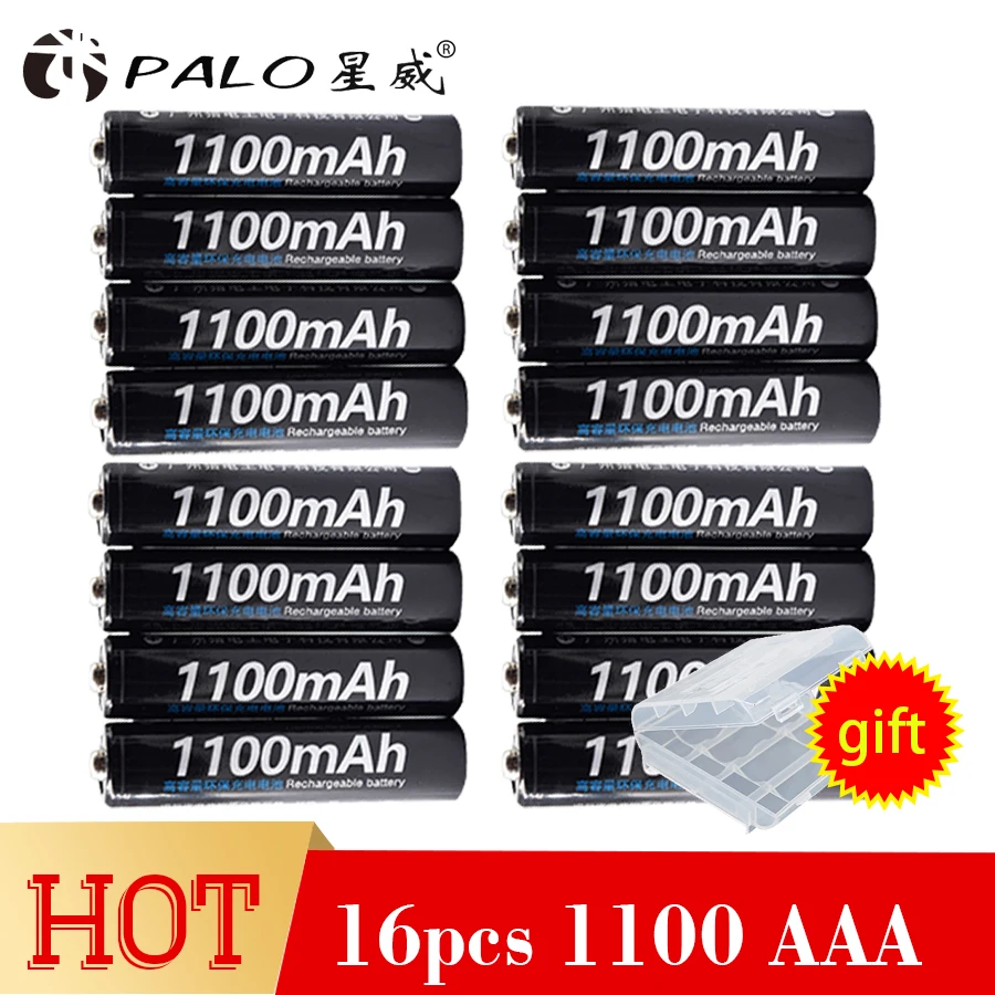 PALO 16 шт 3а аккумуляторная батарея aaa 1,2 V Ni-MH AAA батареи 1100mAh 1,2 V AAA батарея 3A для камеры игрушка-фонарик