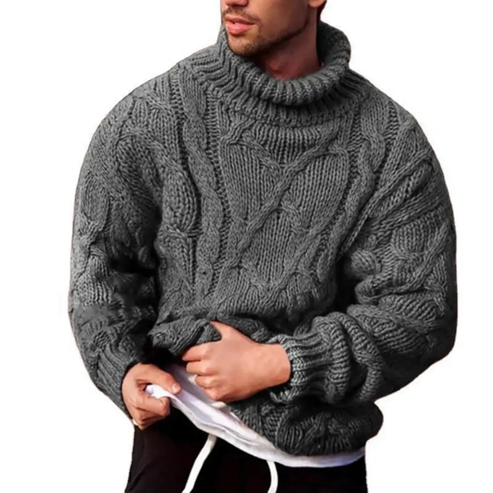 

Fashion Men Autumn Winter Twist Braid Knit Sweater Turtle Neck Jumper Pullover Male Casual Long Sleeve Turtle Neck Jumper свитер