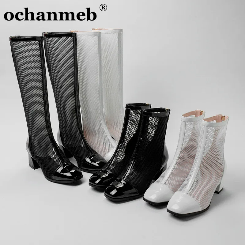 

Женские сетчатые ботинки ochanmeb, большие размеры до 48-го, весенне-летние женские ботинки, сетчатая обувь, женские белые телесные ботильоны, бо...