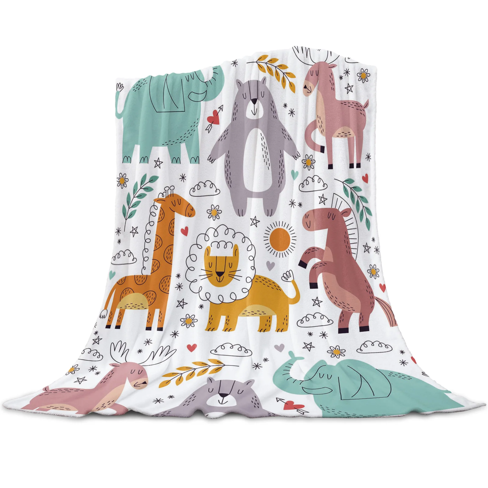 

Cartoon Animal Branch Elephant Throw Blanket Soft Picnic Blanket Home Decor Microfiber Flannel Blankets for Beds