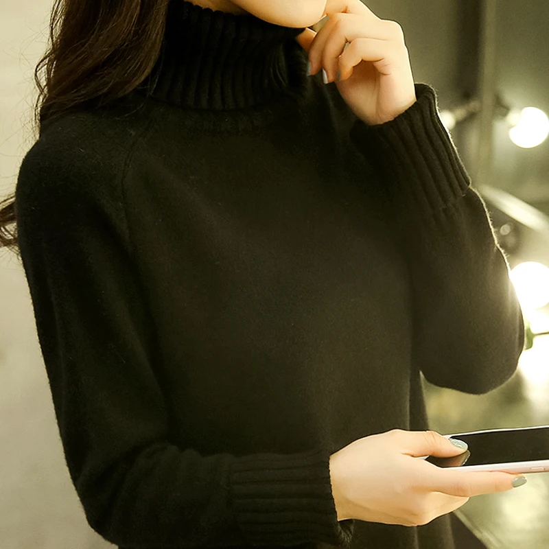 

Turtleneck Sweater Women Knitwear Autumn Winter New Korean Loose Warm Pullover Tops Long sleeve Jumpers Ladies Student Sweaters