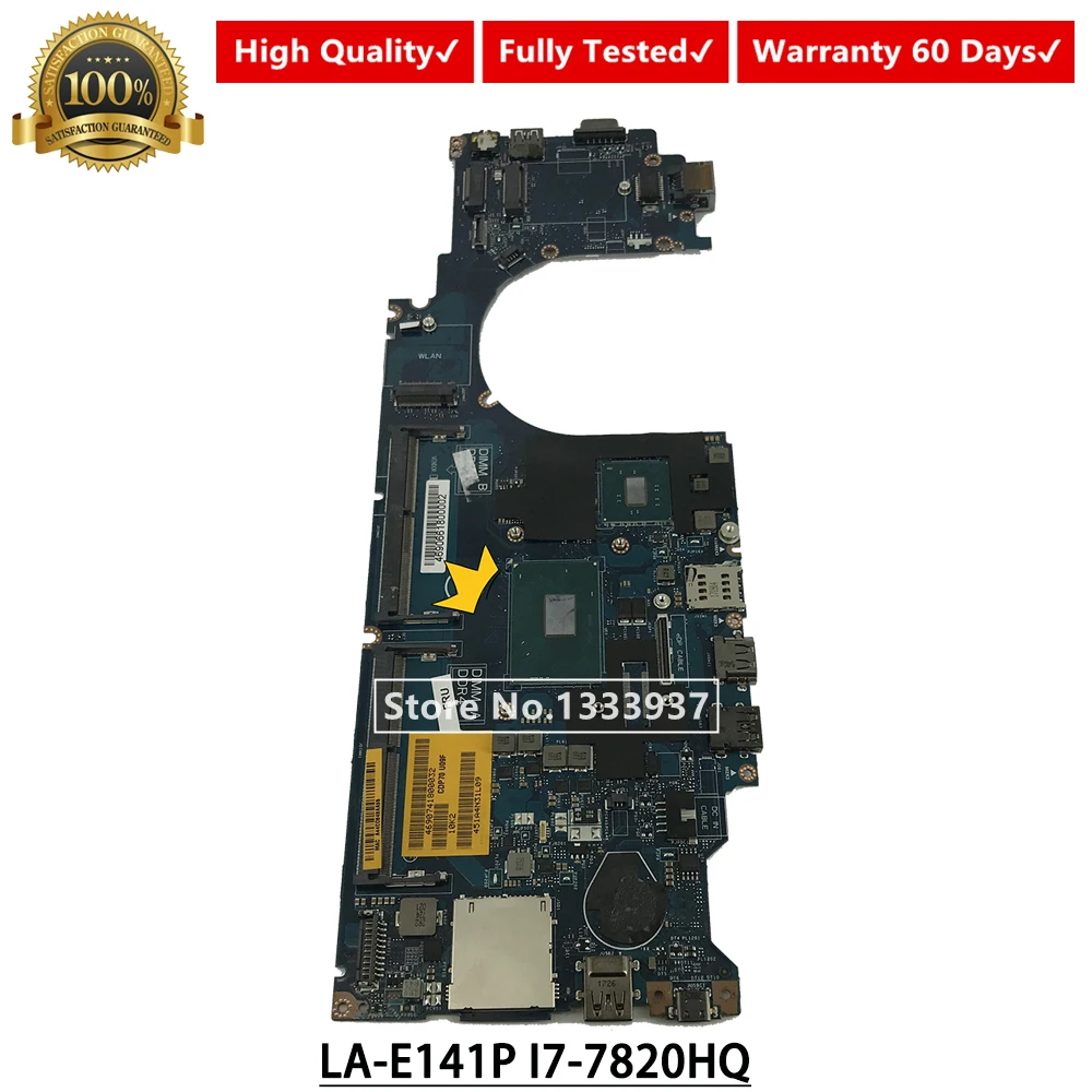 

CDP70 LA-E141P mainboard for DELL Latitude E5480 Laptop motherboard SR32N I7-7820HQ tested