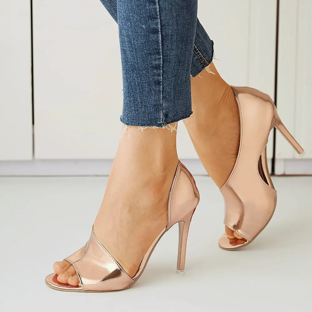 

2021 New Ladies Summer Leopard Sandals Fashion Solid Color Casual Open Toe Super High Heel Fish Head Pumps Heels for Women