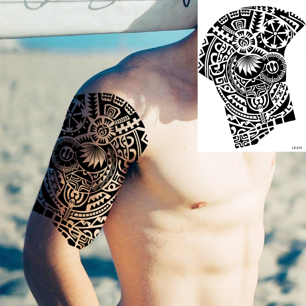 Черные татуировки Maori Tiki Totem Arm для мужчин временные взрослых реалистичные