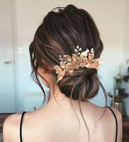 golden leaves bridal headband wedding hair comb classic western wedding headwear for bride hair pins bridal tiaras hair jewelry