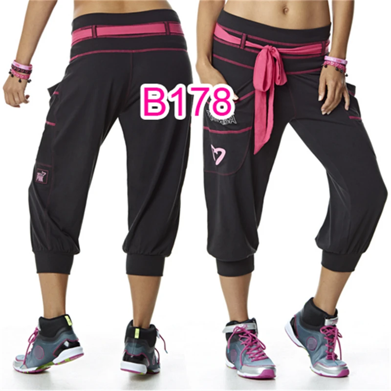 

Zumba new yoga running aerobics fitness square dance leisure sports cropped trousers with thin belt