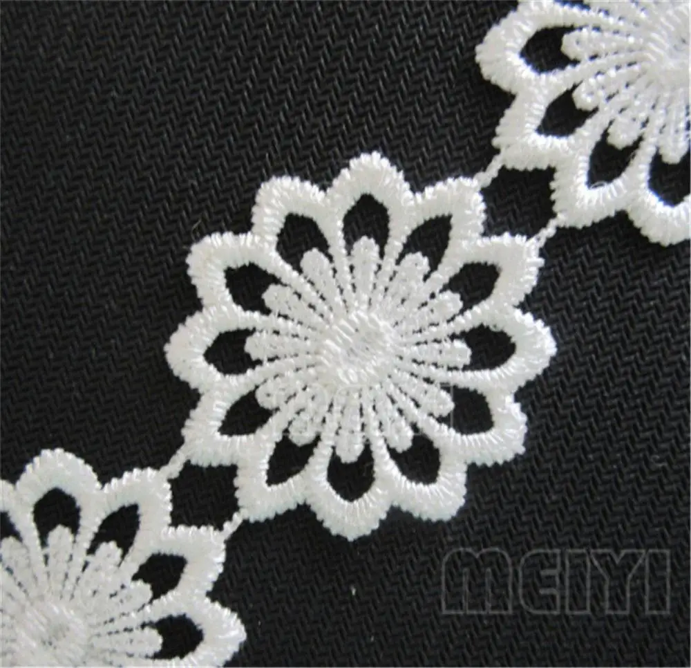 2 ярда цвета слоновой кости белый цветочный полиэстер вышитые кружева край