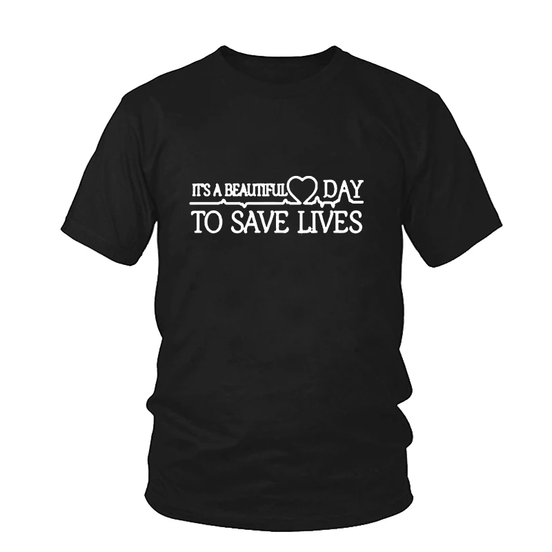 Футболка с надписью Greys Anatomy Tops It's A Beautiful Day To Save Lives Pink Tumblr Повседневная футболка