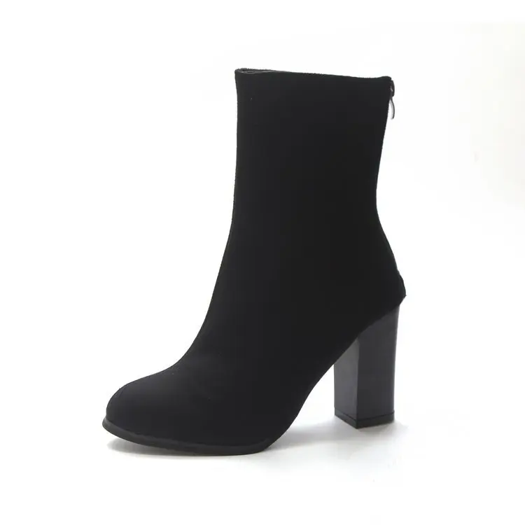 Ботинки женские короткие однотонные с круглым носком винтажные классические