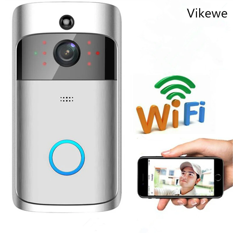 Смарт-видео, дверной звонок Беспроводная дверная камера WiFi удаленный видео дверь, работающий на линии внутренней связи инфракрасный звонок безопасности мониторинг системы домашней безопасности телефон