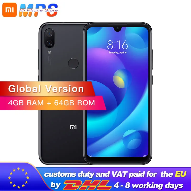 Xiaomi Mi Play с глобальной версией 4 ГБ 64 телефон MTK Helio P35 четыре ядра двойной 12 Мп + 2 МП