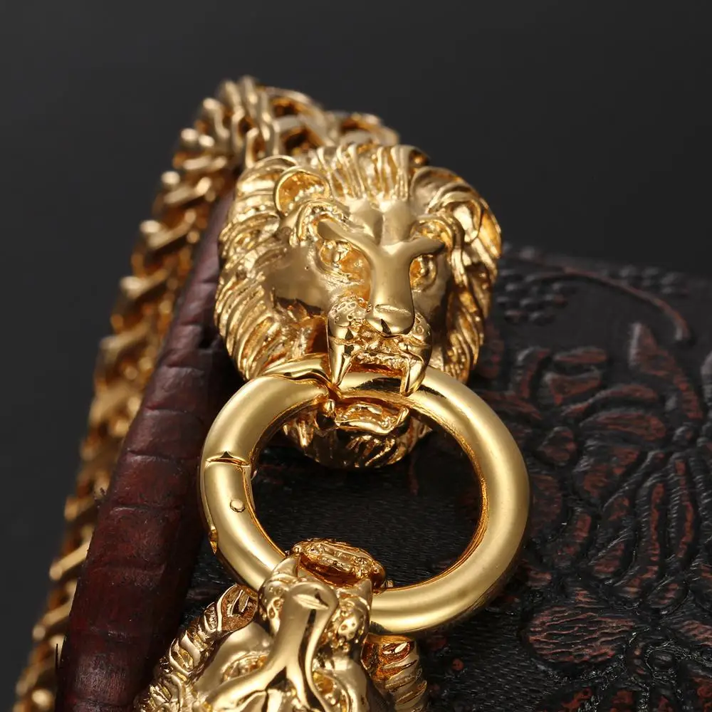 

Top Quality Gold Filled 316L Stainless Steel Two Lion Heads Wristed Bracelet Bangle Jewelry 12mm