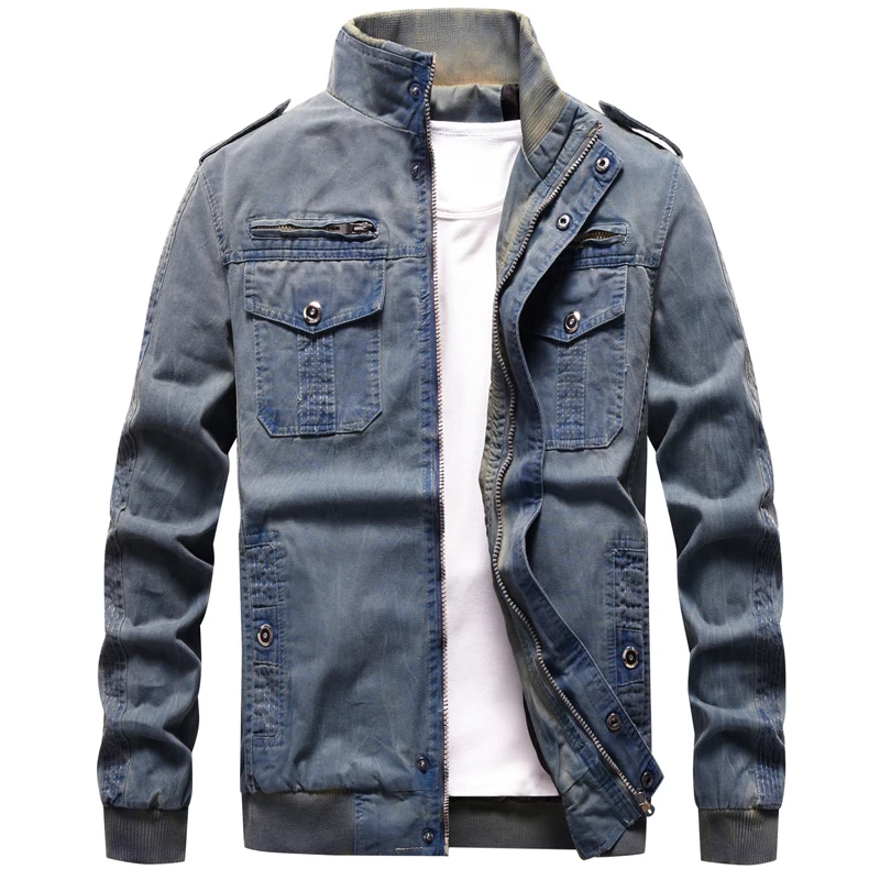 Куртка-бомбер мужская хлопковая в стиле милитари повседневная пилотная куртка