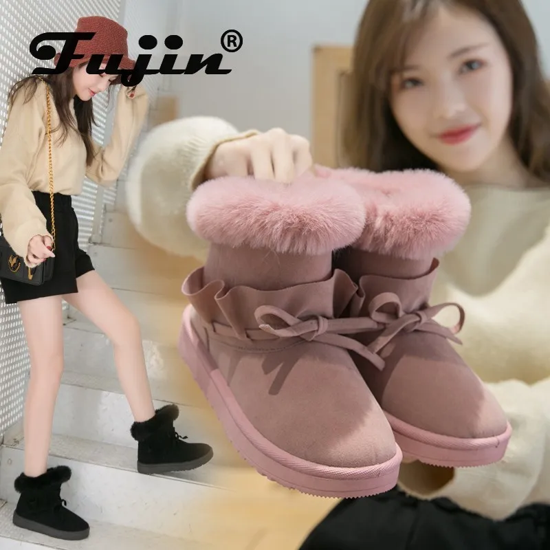 Fujin/женские зимние ботинки Прямая поставка Теплая хлопковая обувь на плоской
