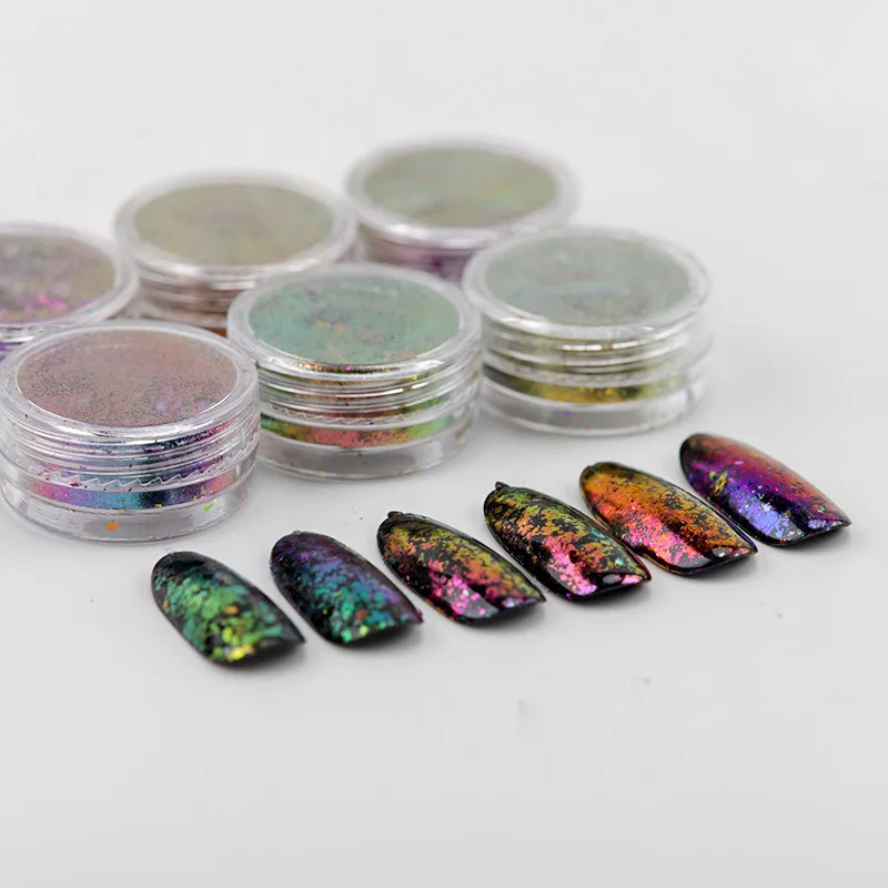 

12Pcs Chameleon flakes, Pigments Glitter Nail art Flakes '12 Shift Colors" Multi Chrome Chameleon Eyeshadow Flakes,67