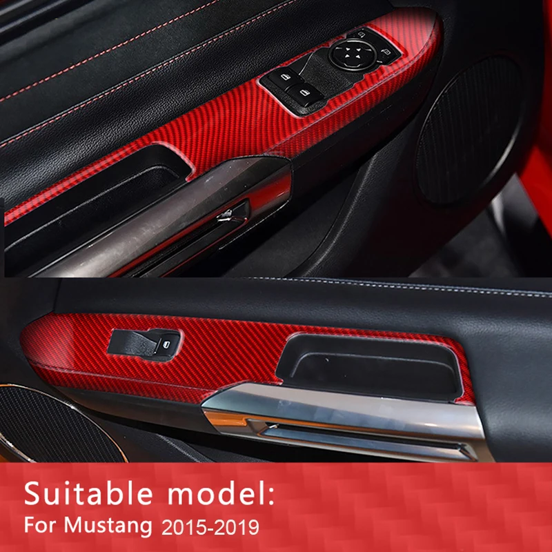 

Car Stickers Carbon Fiber Car Window Control Switch Panel Decor Frame Cover for Ford Mustang 2015-2019 Car Styling Interior Trim
