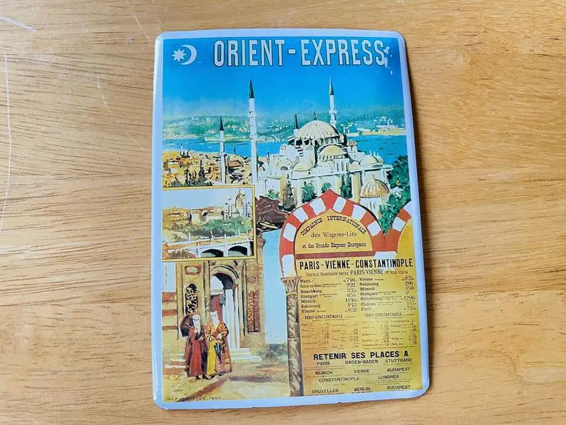 

IMP F Champenois Paris Orient Express Tin, Small Vintage Metal Sign