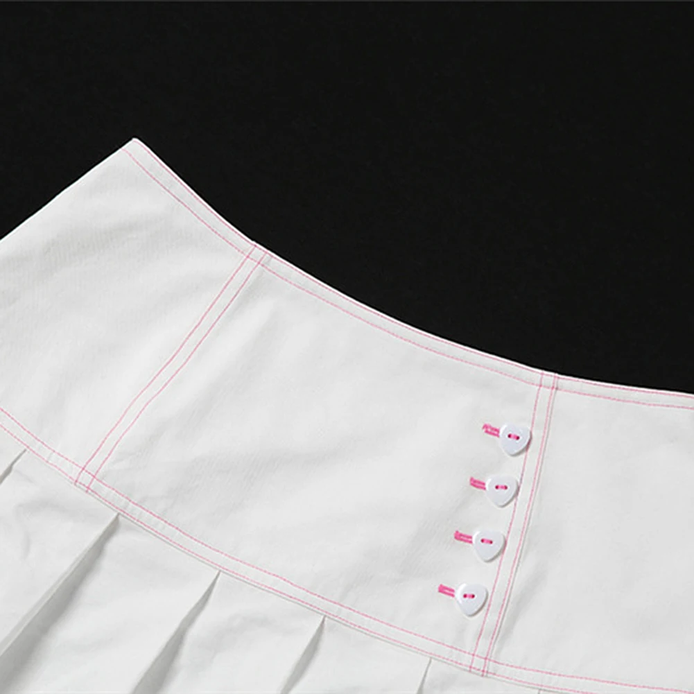 

YiYiMiYu Kawaii Fashion Buttons White Pleated Skirts Y2K Aesthetics Zipper Patchwork High Waist Mini Skirt 2000s Fashion Outfits